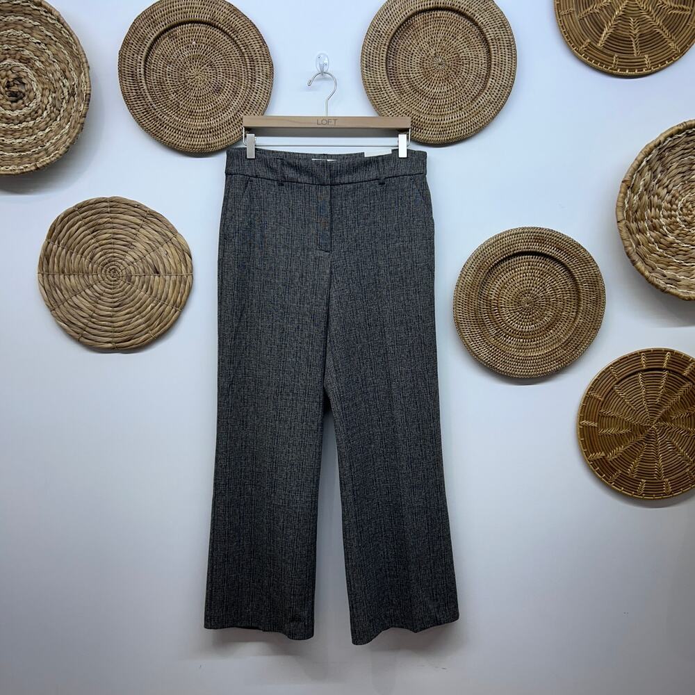 NEW Rachel Zoe Mid Rise Wide Leg Trousers Dress Pants 10 Gray Black